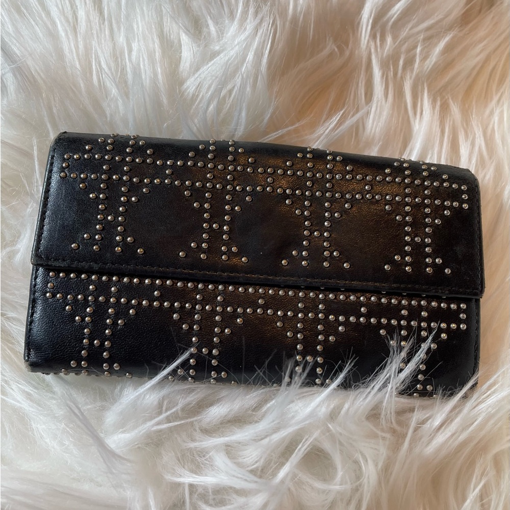 Christian Dior Black Wallet with tiny studs